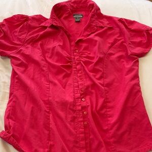 Juniors Red Button-Up Blouse